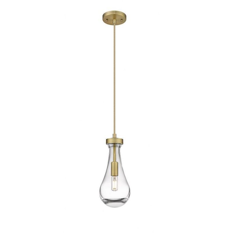 Owego Brushed Brass and Clear Glass Teardrop Pendant Light