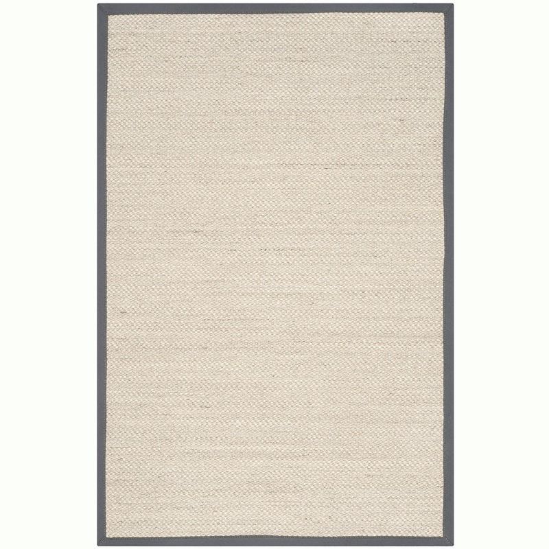 Marble and Dark Grey Hand-Knotted Natural Fiber Area Rug