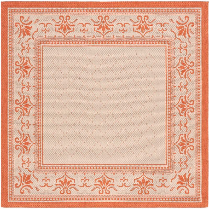 Courtyard Beige and Terra Square Outdoor Area Rug