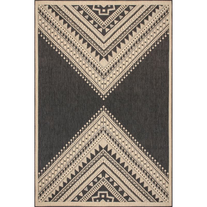 Landry Charcoal Geometric Synthetic 4' x 6' Indoor/Outdoor Area Rug