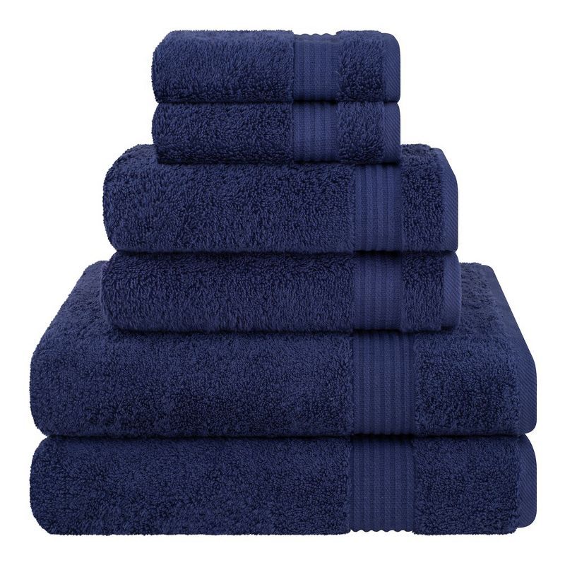 Navy Blue 6-Piece Turkish Cotton Bath Towel Set