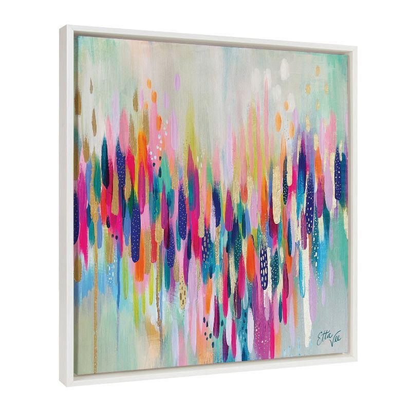 Colorful Abstract Brushstroke Canvas Wall Art, 22x22, White Frame