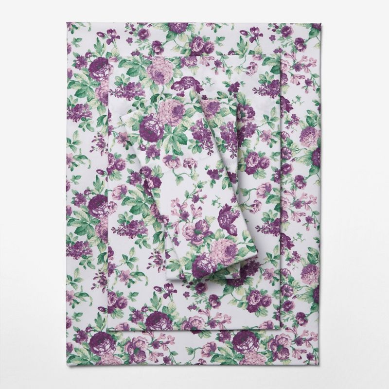 Lilac Floral Twin Microfiber 3-Piece Sheet Set