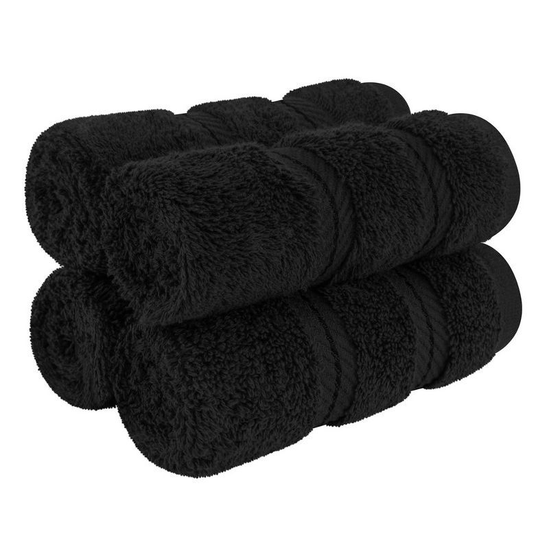 Luxury Black Turkish Cotton Washcloth Set, 4-Piece