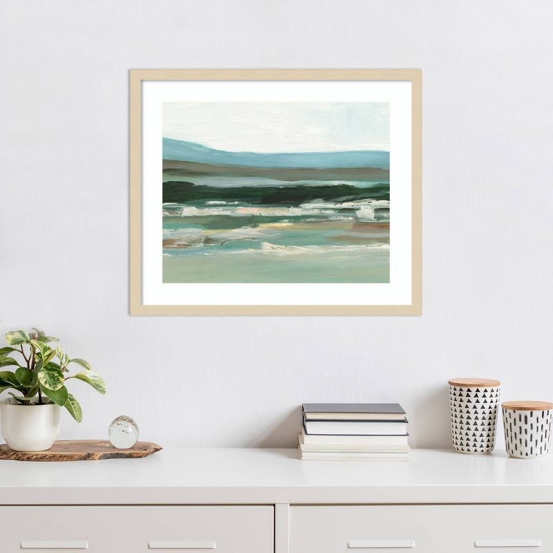 Cool Vista I Abstract Landscape Giclee Print in Natural Wood Frame