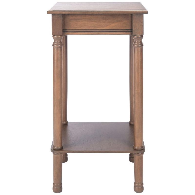 Tinsley Brown Wood Square Accent Table with Shelf