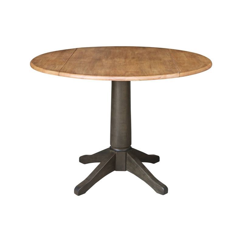 Classic 42" Round Hickory & Washed Coal Extendable Dining Table