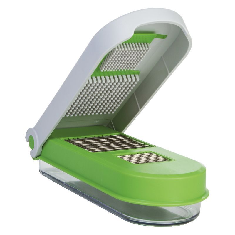 Green and Clear Manual Onion and Garlic Chopper with Stainless Steel Blades