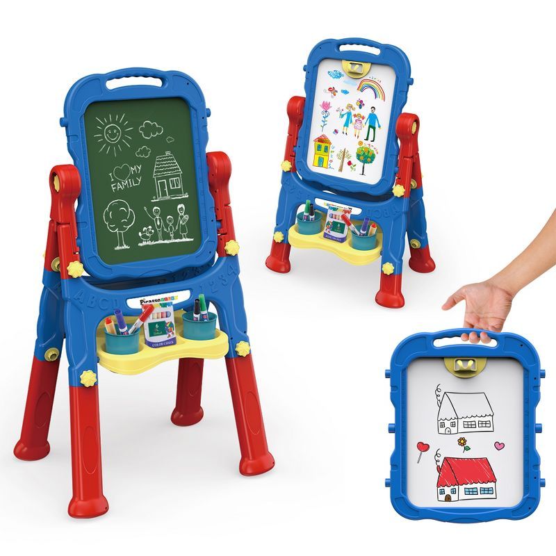 Kids Adjustable Blue and Red Dual Sided Art Easel