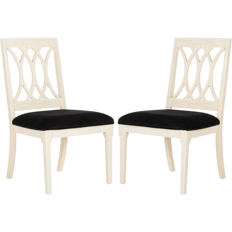 Mayfair Elegance 22" Black Velvet and White Wood Side Chair (Set of 2)