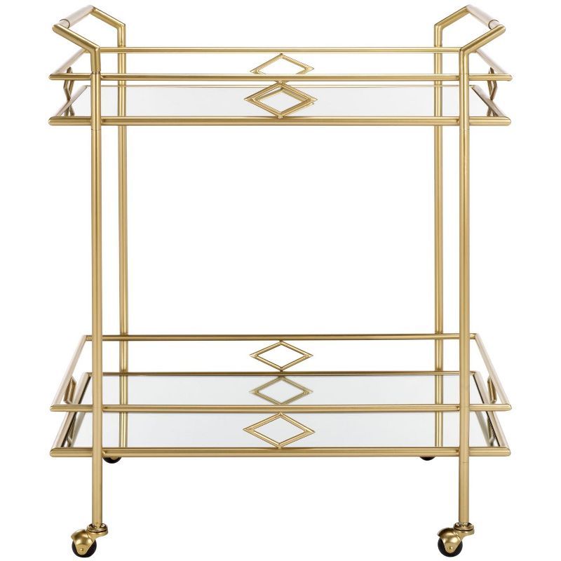 Elspeth Gold and Mirror 2-Tier Rectangular Bar Cart