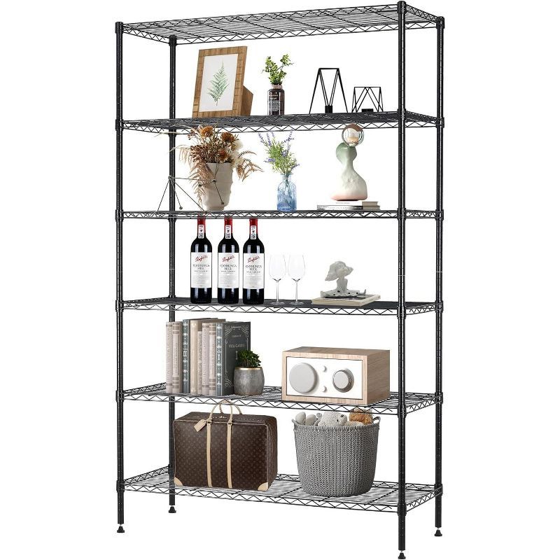 Black Heavy Duty 6-Tier Adjustable Metal Wire Shelving Unit