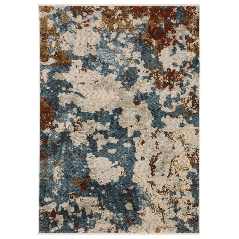 Hayden Beige and Blue Abstract 3'3" x 5' Area Rug