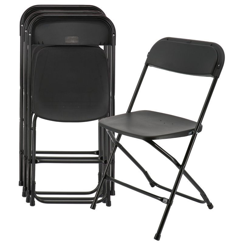 Black Plastic Armless Folding Chair Set of 4