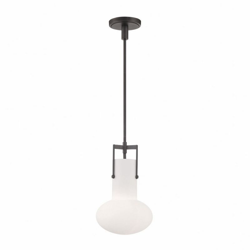 Izel Oil Rubbed Bronze Mini Pendant with Opal Glass Shade