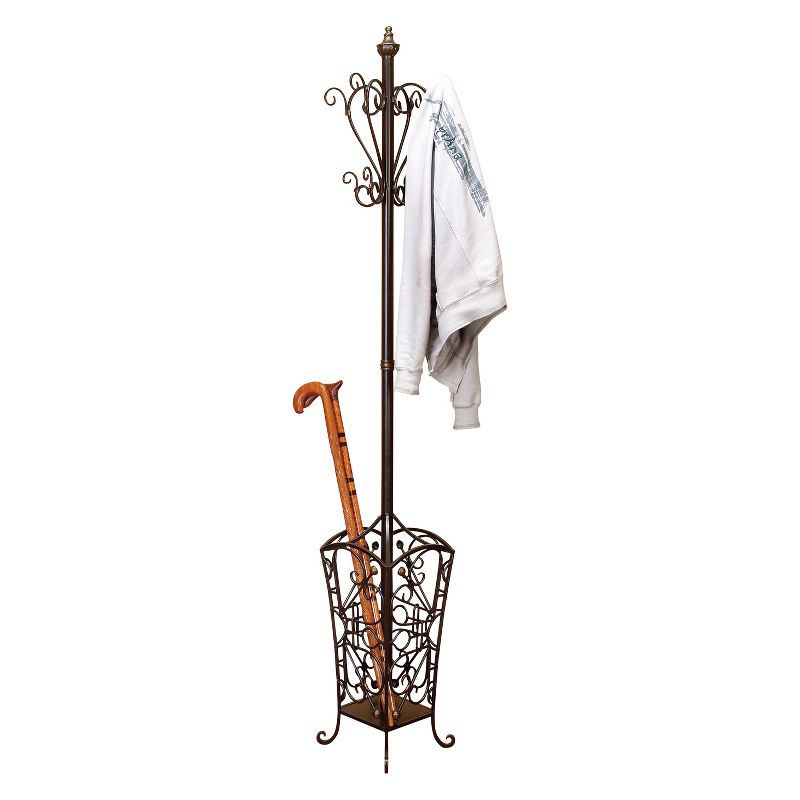 Oversized Black Metal Coat Rack with Umbrella Stand