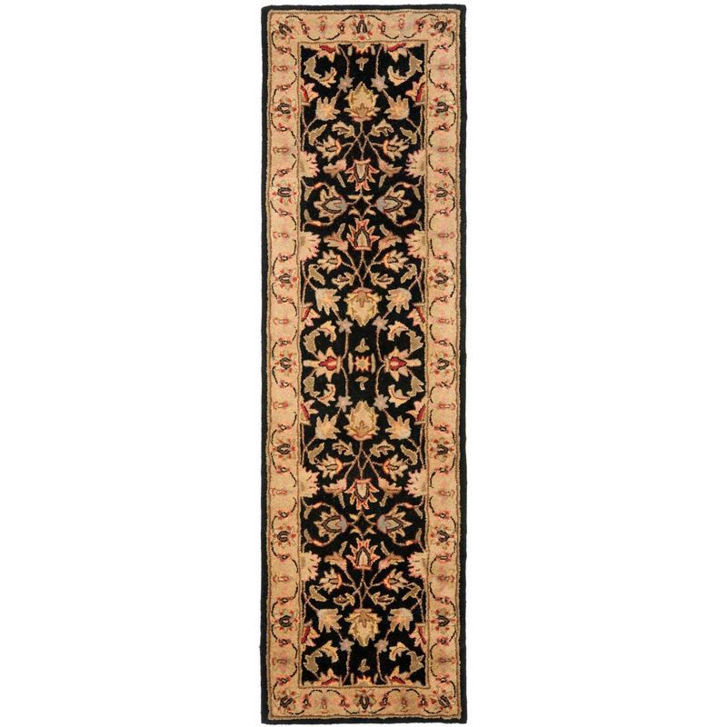 Black and Gold Hand-Tufted Wool Runner Rug