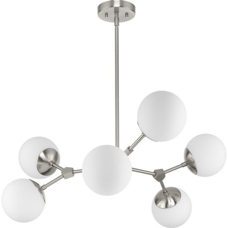 Haas Brushed Nickel 6-Light Chandelier with Opal Glass Globes