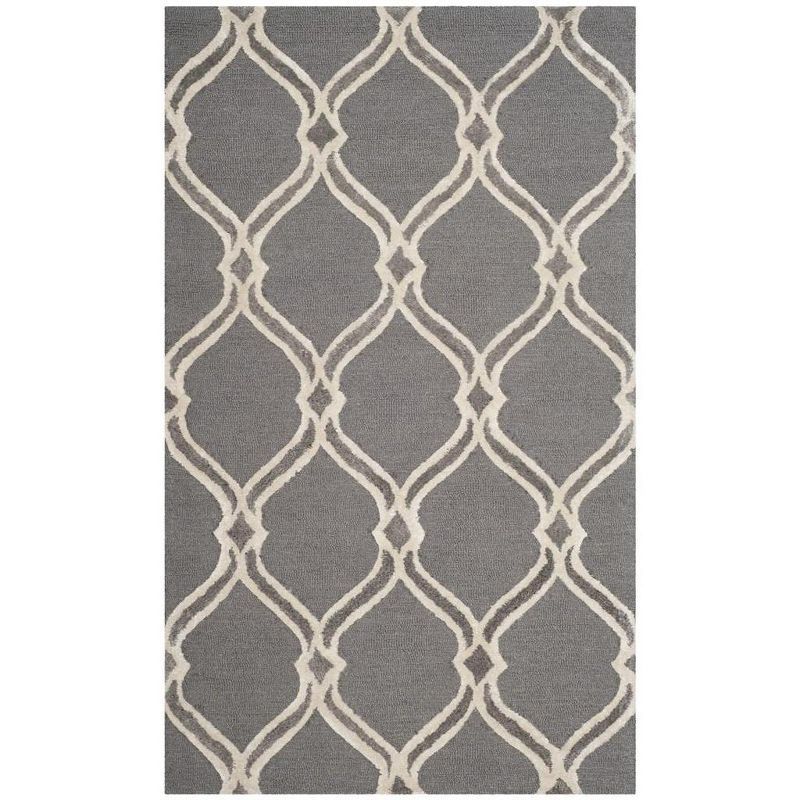 Handmade Dark Grey and Ivory Wool Area Rug, 3' x 5'