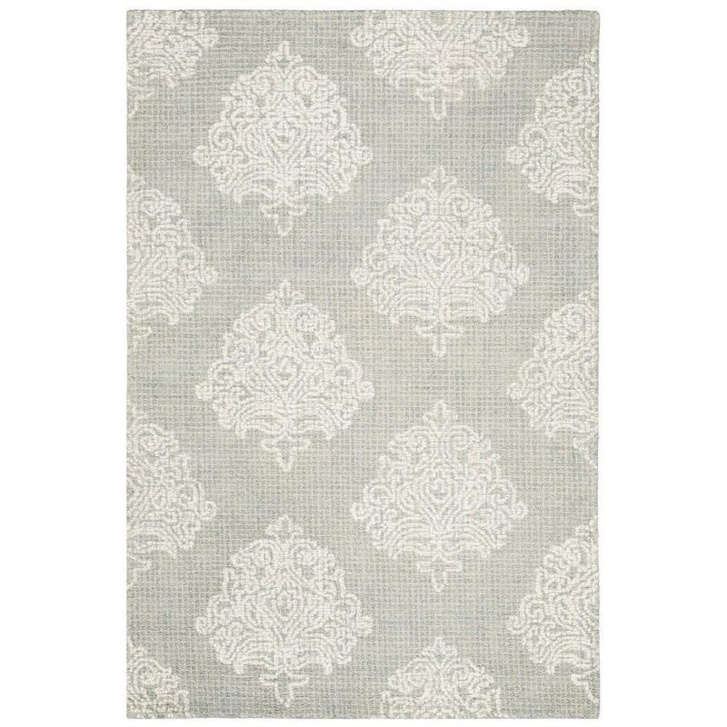 Hand-Tufted Ivory and Aqua Wool 4' x 6' Abstract Area Rug