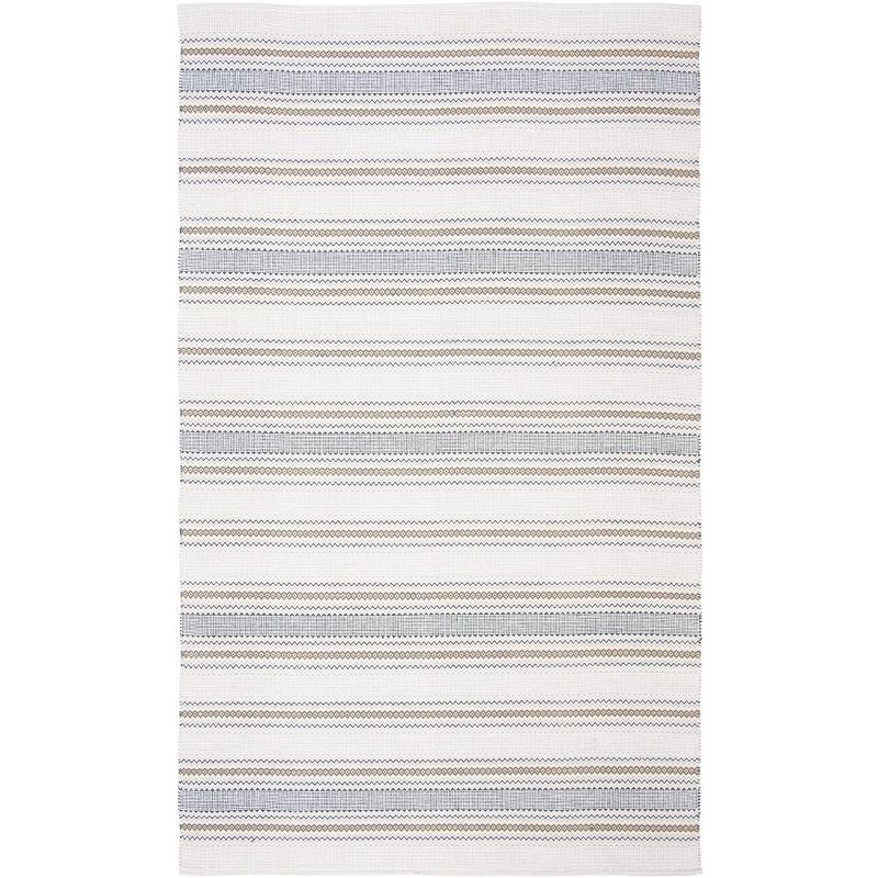 Montauk 5x8 Blue and Beige Handwoven Cotton Rug