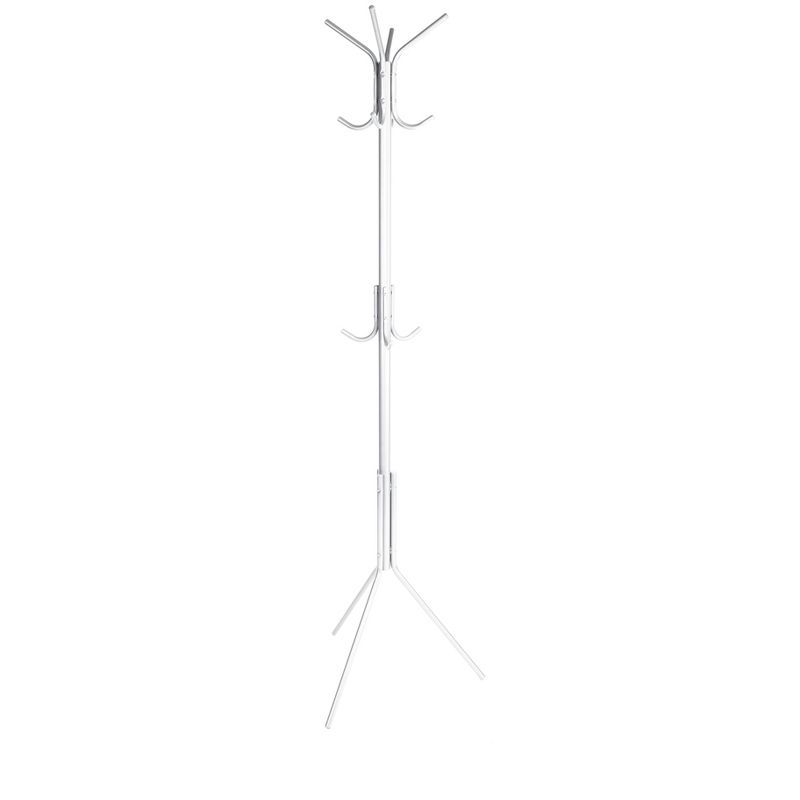 White Metal Floor-Standing Coat Rack with Umbrella Stand