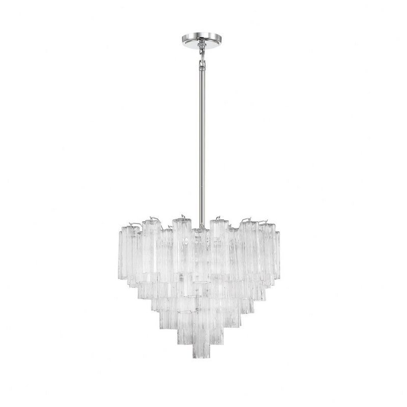 Addis 12-Light Polished Chrome Chandelier with Clear Tronchi Glass