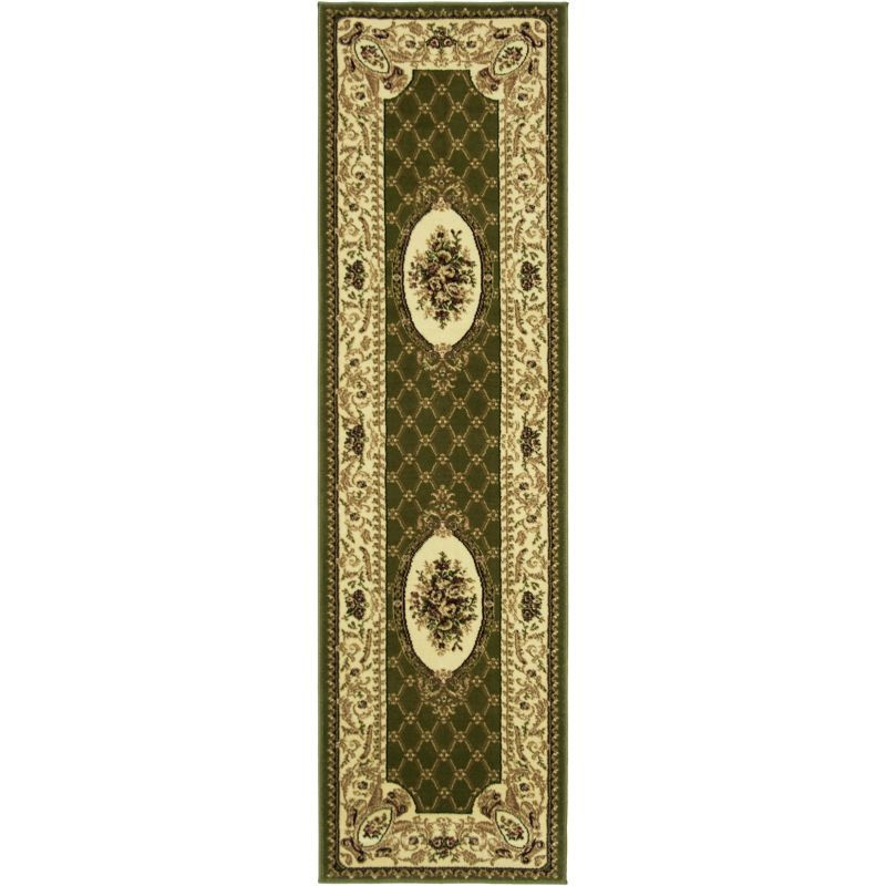Sage and Ivory Traditional Synthetic Runner Rug