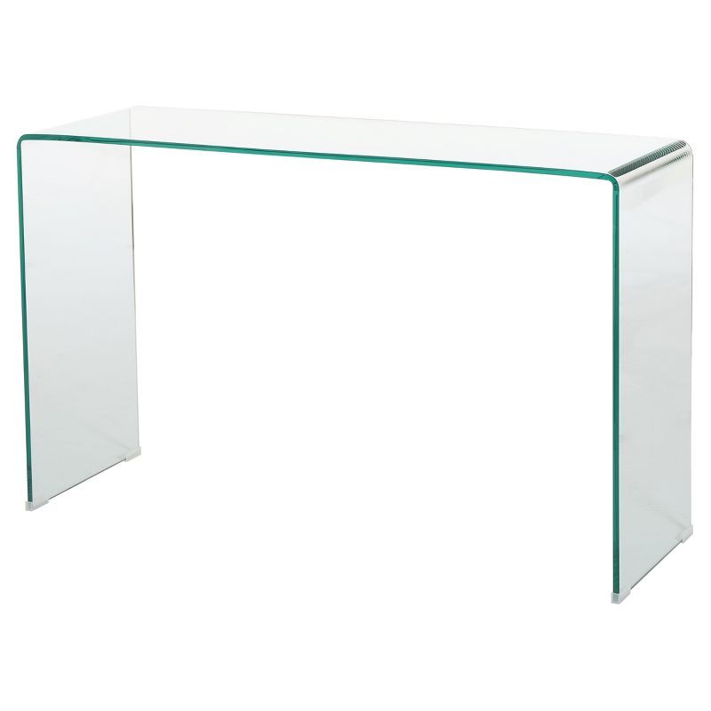 Clear Tempered Glass Modern Console Table with Storage