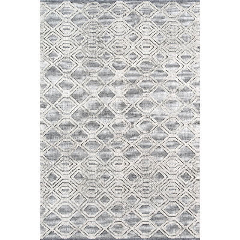 Elysian Gray Geometric 2' x 3' Hand-Tufted Synthetic Rug