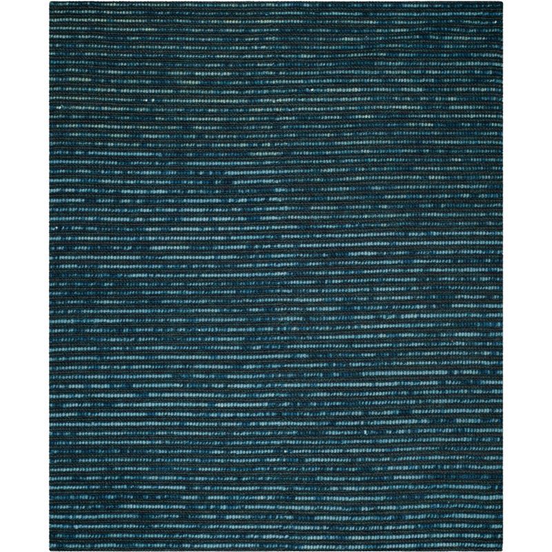 Hand-Knotted Dark Blue and Multicolor Wool Rectangular Rug, 8' x 10'