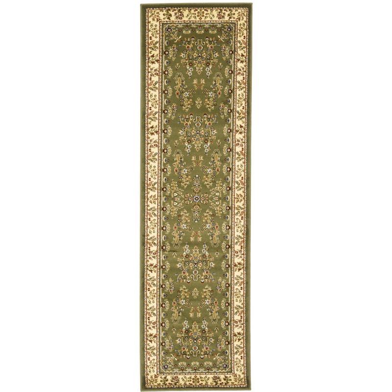 Sage and Ivory Floral Synthetic Runner Rug