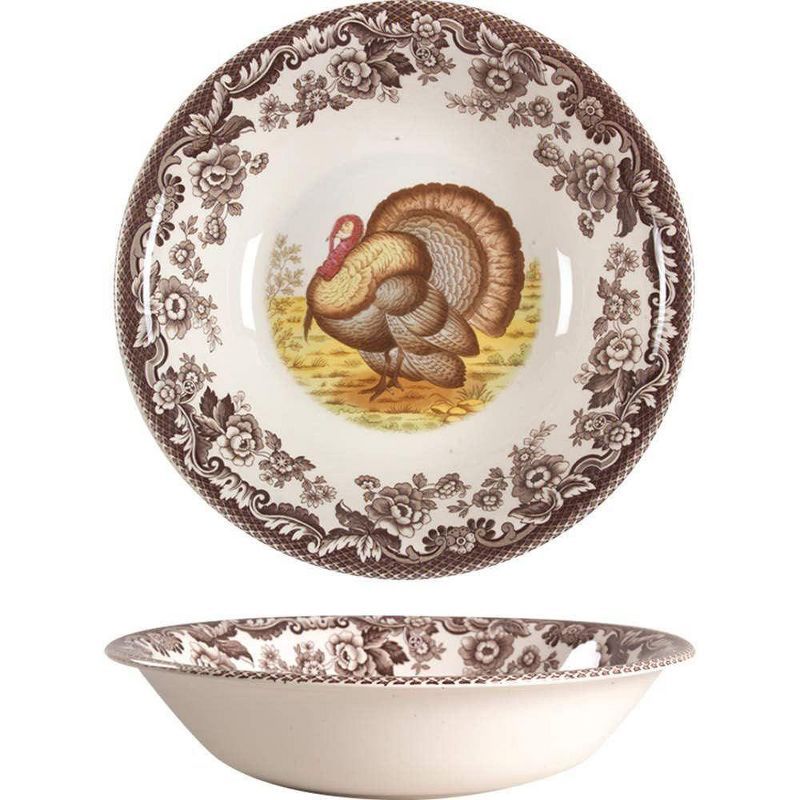 Spode Woodland 8-Inch Ceramic Turkey Cereal Bowl