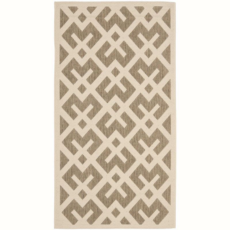 Brown Rectangular Synthetic Easy Care Indoor/Outdoor Rug