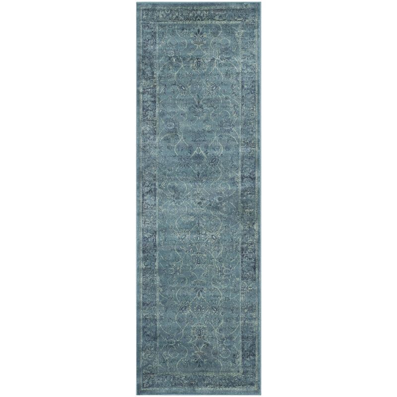Hand-knotted Turquoise and Multi Viscose Runner Rug 2'2" x 6'