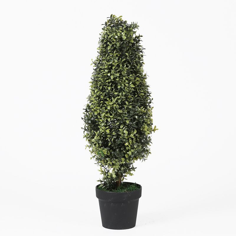 Green 30-Inch Artificial Orchid Tree Topiary in Black Planter