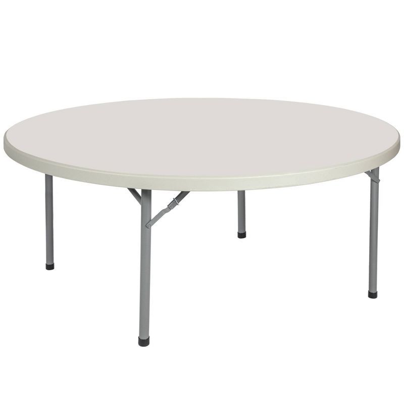 Baldwin 71" Round Folding Table in Gray with Metal Legs