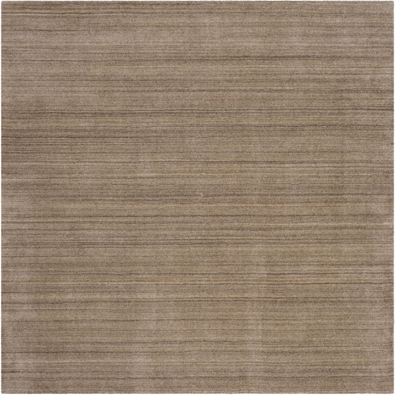 Taupe Hand-Knotted Wool Square Area Rug 6' x 6'