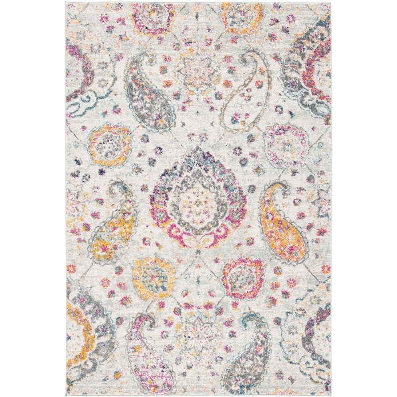 Gray and Gold Paisley Synthetic 3' x 5' Area Rug