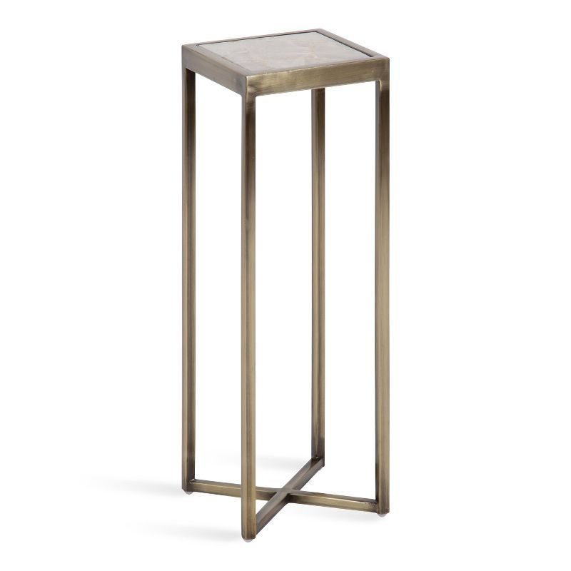 Gold Square Metal Drink Table with Quartz Top