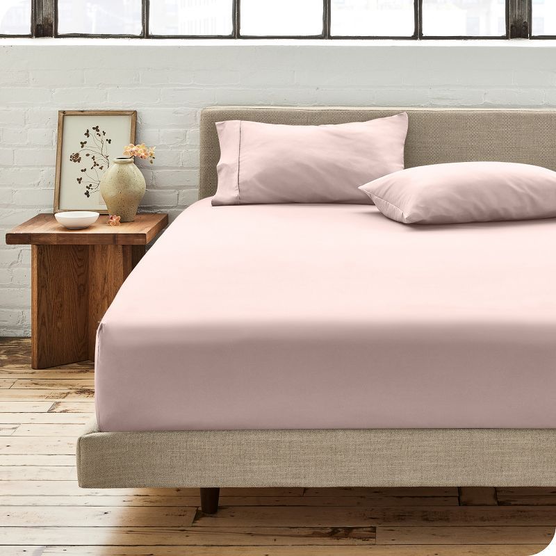 Dusty Pink Organic Cotton Percale Twin Fitted Sheet