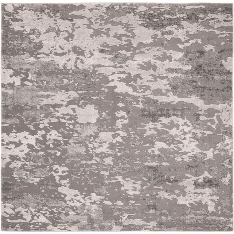 Abstract Elegance 6'7" Square Grey Synthetic Area Rug