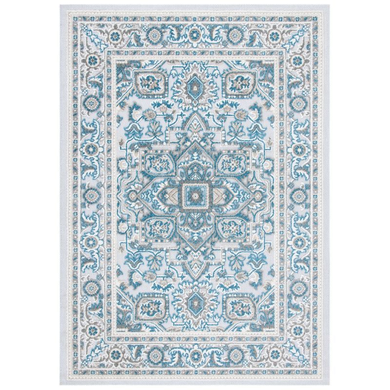 Cabana Geometric Navy & Grey Rectangular Synthetic Area Rug