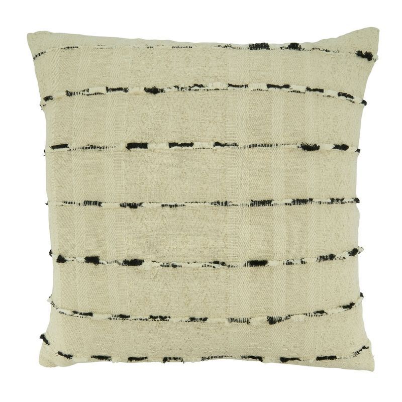 Black and White Striped Cotton Polyester Decorative Pillow Cover