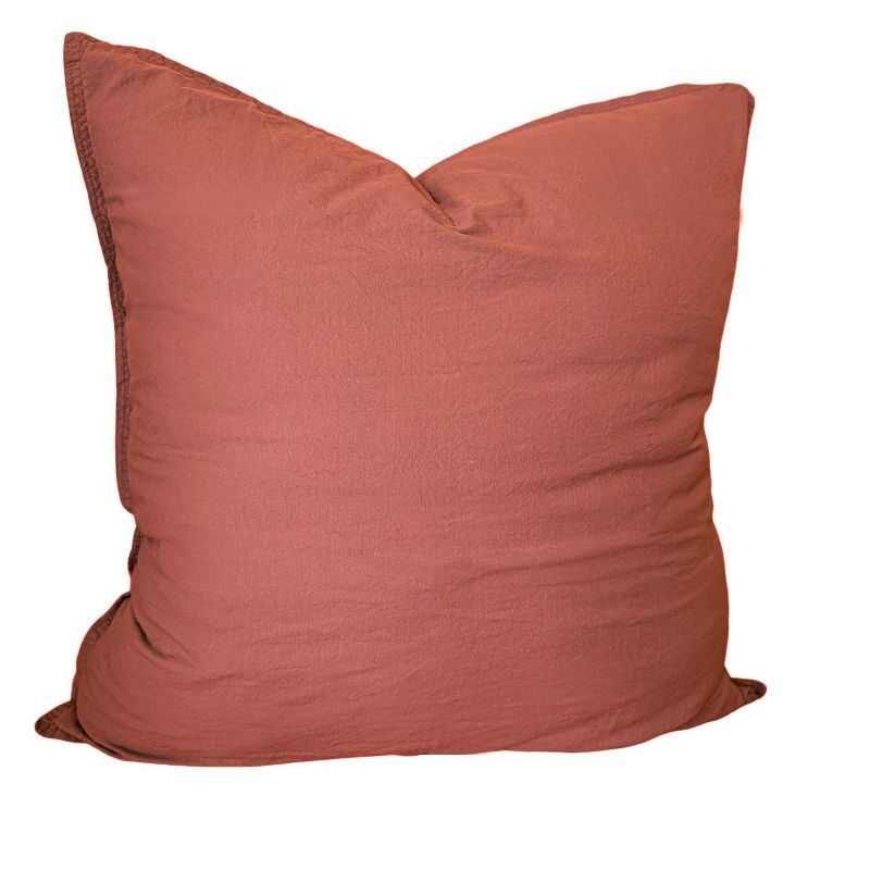 Rustic Red Stonewashed Cotton Percale Pillow 26x26