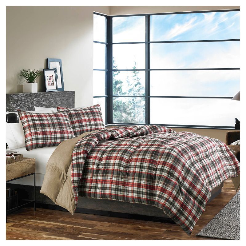 Astoria Red and Slate Plaid Cotton Comforter Set