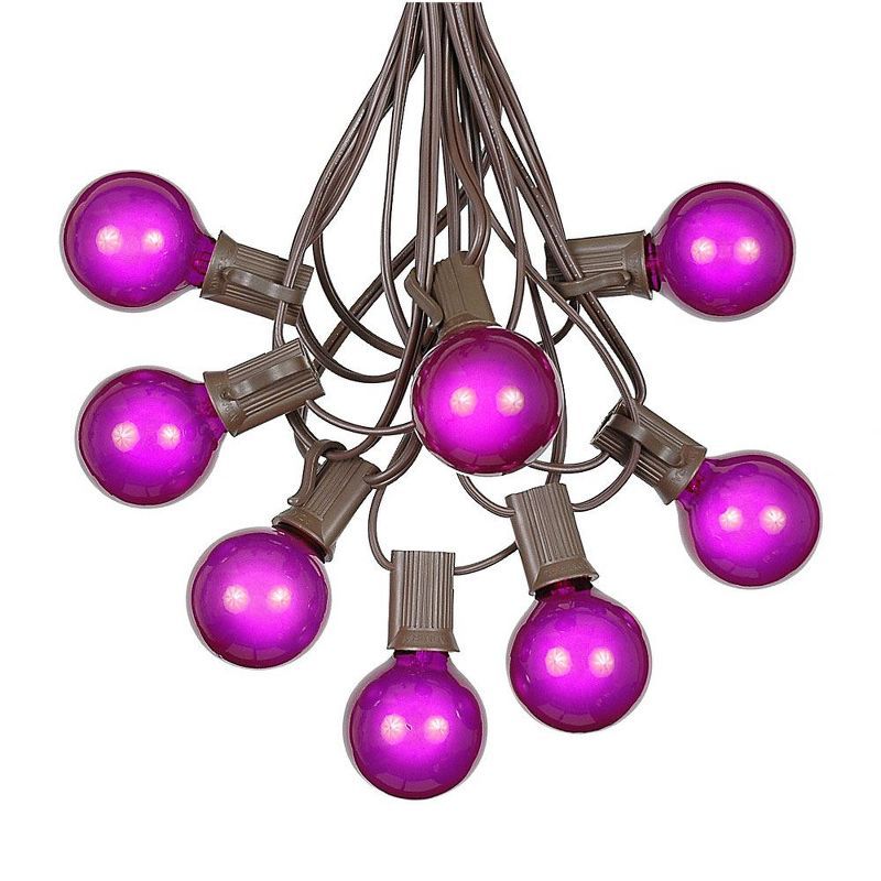 100-Foot Purple Globe Outdoor String Lights with Brown Wire