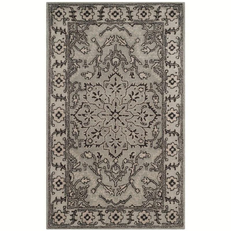 Gray Handmade Tufted Wool 4' x 6' Area Rug