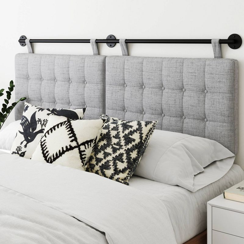 Charlie King Upholstered Wall Mount Headboard with Leather Straps