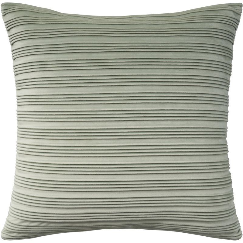 Waverly Pleated Velvet Green 18" x 18" Throw Pillow